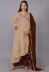 Maternity Chinon Crepe Pakistani Suit in Beige