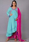 Maternity Chinon Crepe Pakistani Suit in Sky Blue