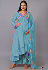 Maternity Chinon Crepe Pakistani Suit in Sky Blue