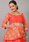 Maternity Kota Silk Peplum Top in Orange