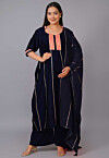 Maternity Satin Pakistani Suit in Navy Blue