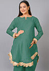 Maternity Uppada Silk Kurti in Teal Green