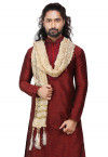 Crushed Art Silk Mens Stole in Light Golden