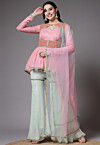 Mukesh Embroidered Georgette Pakistani Suit in Pink