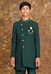 Mukesh Embroidered Georgette Sherwani in Dark Green
