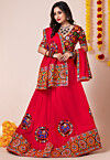 Navratri Special Rayon Lehenga in Red