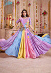 Navratri Special Viscose Cotton Tiered Lehenga in Multicolor