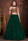 Navratri Special Crepe Lehenga in Dark Green