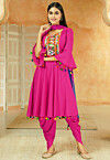 Navratri Special Cotton Punjabi Suit in Fuchsia