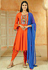 Navratri Special Cotton Punjabi Suit in Orange