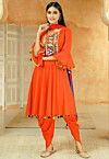 Navratri Special Cotton Punjabi Suit in Orange