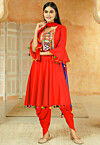 Navratri Special Cotton Punjabi Suit in Red