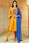 Navratri Special Cotton Punjabi Suit in Yellow
