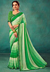 Ombre Chiffon Saree in Green