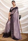 Ombre Crepe Scalloped Saree in Dusty Purple