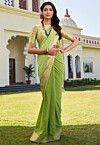 Ombre Georgette Saree in Light Green 