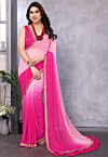 Ombre Georgette Saree in Pink Ombre