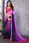 Ombre Georgette Saree in Purple Ombre