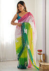 Ombre Georgette Scalloped Saree in Multicolor