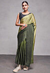 Ombre Satin Silk Saree in Olive Green