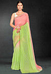 Ombre Tissue Silk Saree in Peach and Light Green