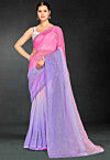 Ombre Tissue Silk Saree in Pink and Purple