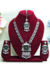 Oxidised Kemp Stone Studded Necklace Set