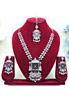 Oxidised Kemp Stone Studded Necklace Set