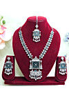 Oxidised Kemp Stone Studded Necklace Set