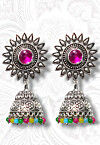 Oxidised Stone Studded Earrings