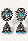 Oxidised Stone Studded Earrings