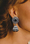 Oxidised Stone Studded Earrings