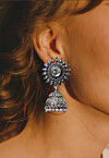 Oxidised Stone Studded Earrings