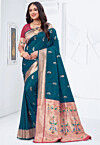 Paithani Silk Saree in Teal Blue