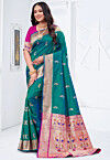 Paithani Silk Saree in Teal Green