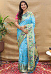 Paithani Silk Saree in Light Blue