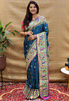 Paithani Silk Saree in Teal Blue