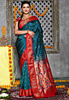 Paithani Pure Silk Saree in Teal Blue : SMEY280