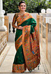 Paithani Saree in Dark Green