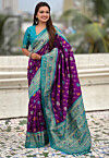 Patola Art Silk Saree in Purple