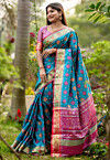 Patola Banarasi Saree in Teal Blue