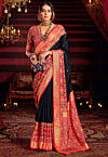 Patola Printed Art Silk Saree in Black