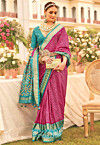 Patola Printed Art Silk Saree in Fuchsia