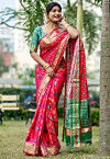 Patola Printed Art Silk Saree in Fuchsia