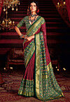 Patola Printed Art Silk Saree in Maroon