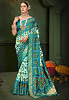Patola Printed Art Silk Saree in Off White