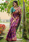 Patola Printed Art Silk Saree in Purple