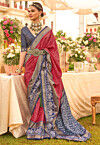 Patola Printed Art Silk Saree in Red