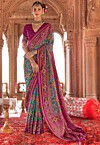 Patola Printed Georgette Saree in Blue