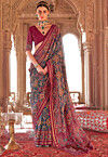 Patola Printed Georgette Saree in Navy Blue